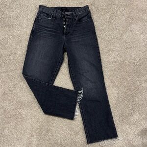 Favorite Daughter Washed Black Ankle Fray Jeans